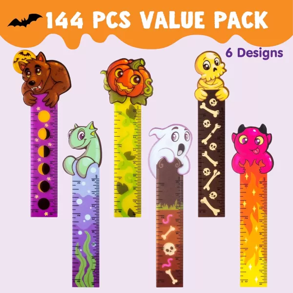 imageJOYIN 144 Pcs Halloween Bookmark Rulers Ruler Markers Party Favor Pack 6 Designs with Halloween Themed Prints for Halloween Party Dcor Classroom Rewards Goodie Bag Fillers Trick or Treat Prizes