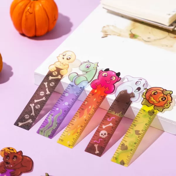 imageJOYIN 144 Pcs Halloween Bookmark Rulers Ruler Markers Party Favor Pack 6 Designs with Halloween Themed Prints for Halloween Party Dcor Classroom Rewards Goodie Bag Fillers Trick or Treat Prizes