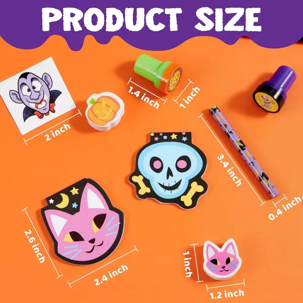 imageJOYIN 168 Pcs 24 Pack Assorted Halloween Art and Craft Stationery Kids Gift Set Trick or Treat Party Favor Toy Including Halloween Bag Notepads Stamps Pencils Stickers and Temporary Tattoos