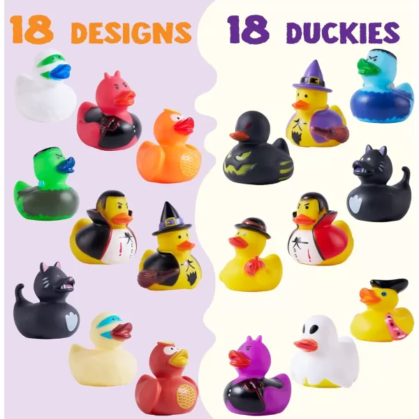 imageJOYIN 18 PCS Halloween Ducks Bath Toys Halloween Rubber Duckies for Halloween Goodie Bag Fillers Trick or Treating Ducky Duck Bulk Toys Party Favors Supplies Halloween Decorations