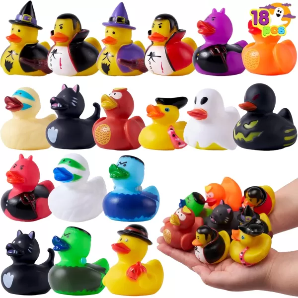 imageJOYIN 18 PCS Halloween Ducks Bath Toys Halloween Rubber Duckies for Halloween Goodie Bag Fillers Trick or Treating Ducky Duck Bulk Toys Party Favors Supplies Halloween Decorations