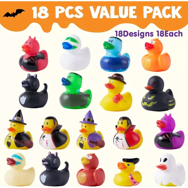 imageJOYIN 18 PCS Halloween Ducks Bath Toys Halloween Rubber Duckies for Halloween Goodie Bag Fillers Trick or Treating Ducky Duck Bulk Toys Party Favors Supplies Halloween Decorations