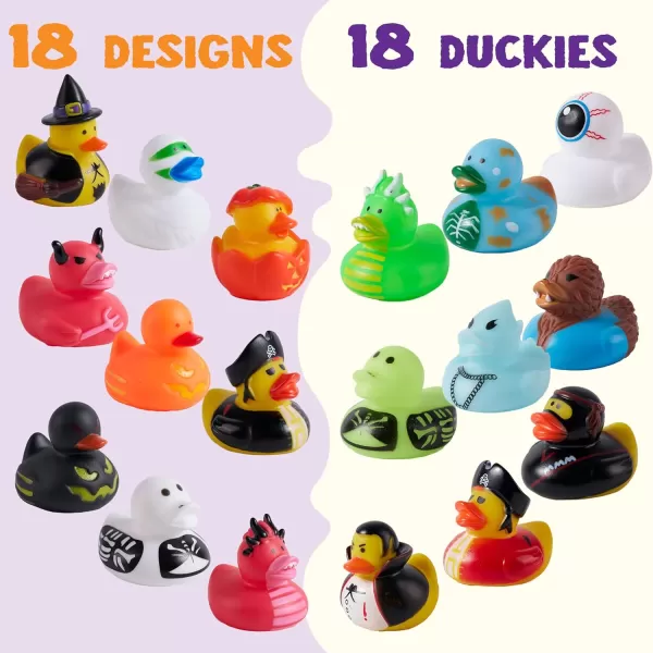 imageJOYIN 18 PCS Halloween Rubber Ducks Halloween Ducks for Halloween Party Favors Decorations Rubber Duckies Baby Bath Toys for Goodie Bag Fillers School Classroom Carnival Game Prizes