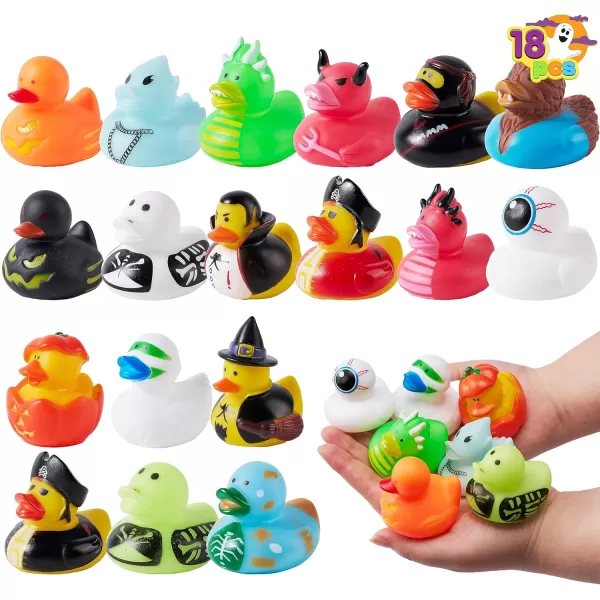 imageJOYIN 18 PCS Halloween Rubber Ducks Halloween Ducks for Halloween Party Favors Decorations Rubber Duckies Baby Bath Toys for Goodie Bag Fillers School Classroom Carnival Game Prizes
