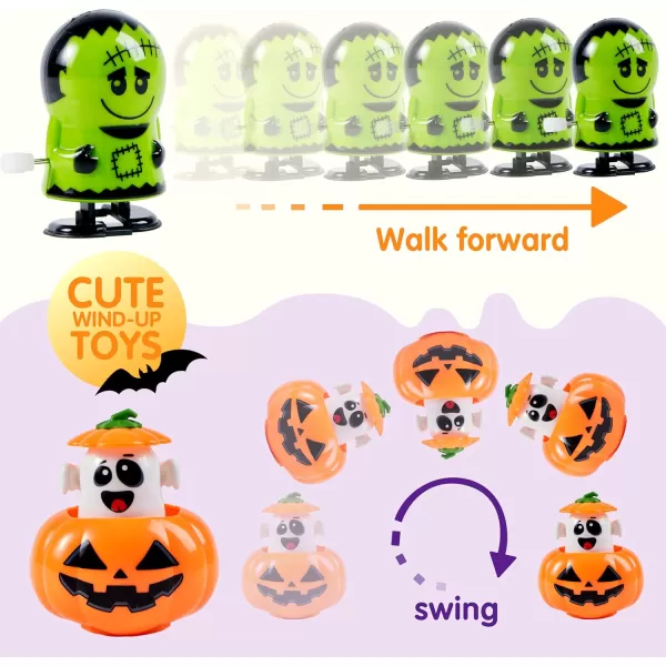 imageJOYIN 18 PCS Halloween Wind Up Toys for Kids Gift Trick or Treats Windup Toys Bulk for Halloween Goodie Bag Fillers Halloween Party Favors Decorations Classroom Prizes Fidget Toys