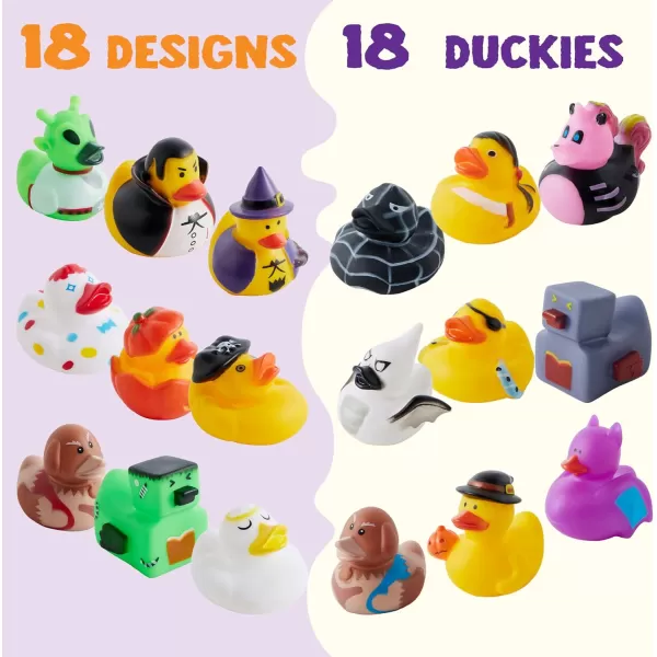 imageJOYIN 18 Pcs Halloween Themed Duckies Bulk Floater Duck for Kids Halloween Party Favors Halloween Decoration Baby Showers Celebrations and Birthdays Gift
