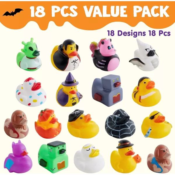 imageJOYIN 18 Pcs Halloween Themed Duckies Bulk Floater Duck for Kids Halloween Party Favors Halloween Decoration Baby Showers Celebrations and Birthdays Gift