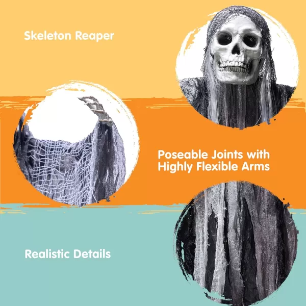 imageJOYIN 2 Pcs Halloween Hanging Grim Reaper Decorations Outdoor 53 and 315quot Halloween Hanging Skeleton Ghosts Scary Decor for Yard Patio Outside Lawn Garden Haunted House Prop Party Supplies