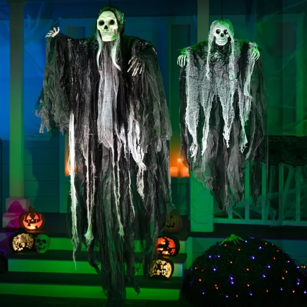 imageJOYIN 2 Pcs Halloween Hanging Grim Reaper Decorations Outdoor 53 and 315quot Halloween Hanging Skeleton Ghosts Scary Decor for Yard Patio Outside Lawn Garden Haunted House Prop Party Supplies