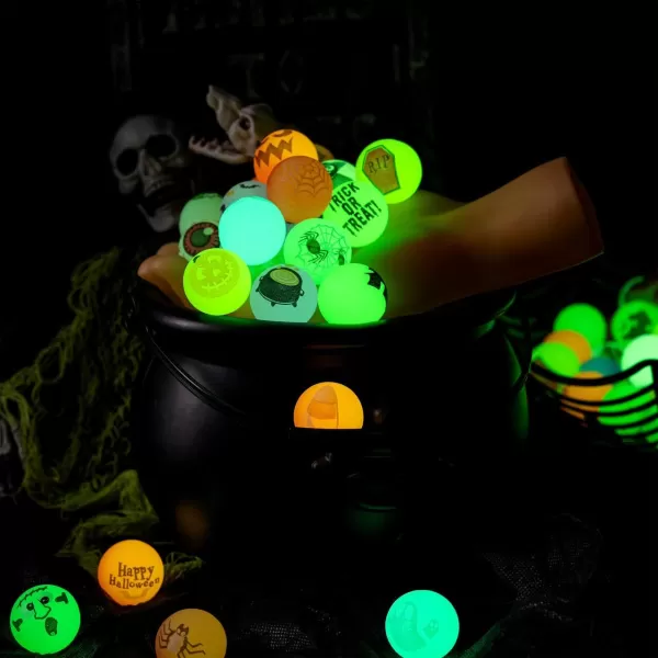 imageJOYIN 24 PCS Glow Halloween Bouncing Balls Glowing Bouncy Ball Halloween toys for Kids Gift Halloween Party Favors Bounce Ball Goodie Bag Fillers Trick or Treats Classroom Exchange Prizes