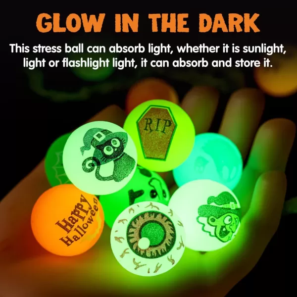 imageJOYIN 24 PCS Glow Halloween Bouncing Balls Glowing Bouncy Ball Halloween toys for Kids Gift Halloween Party Favors Bounce Ball Goodie Bag Fillers Trick or Treats Classroom Exchange Prizes