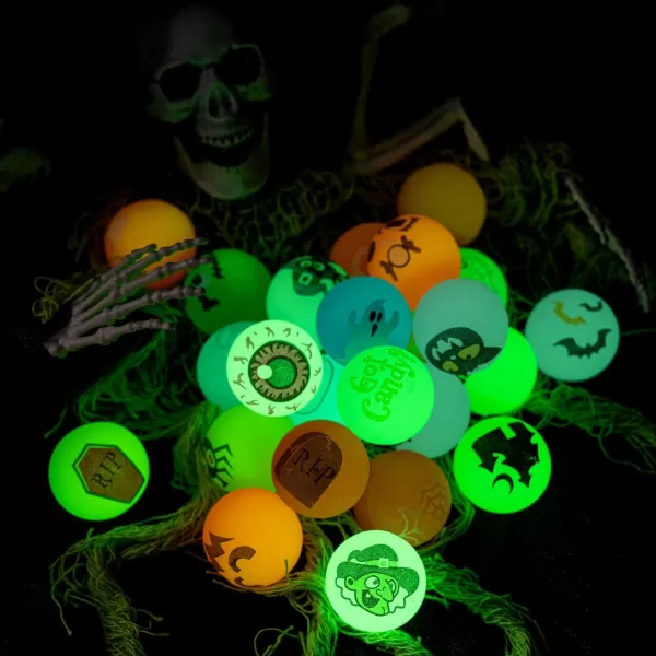 imageJOYIN 24 PCS Glow Halloween Bouncing Balls Glowing Bouncy Ball Halloween toys for Kids Gift Halloween Party Favors Bounce Ball Goodie Bag Fillers Trick or Treats Classroom Exchange Prizes