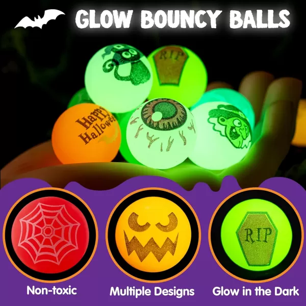 imageJOYIN 24 PCS Glow Halloween Bouncing Balls Glowing Bouncy Ball Halloween toys for Kids Gift Halloween Party Favors Bounce Ball Goodie Bag Fillers Trick or Treats Classroom Exchange Prizes