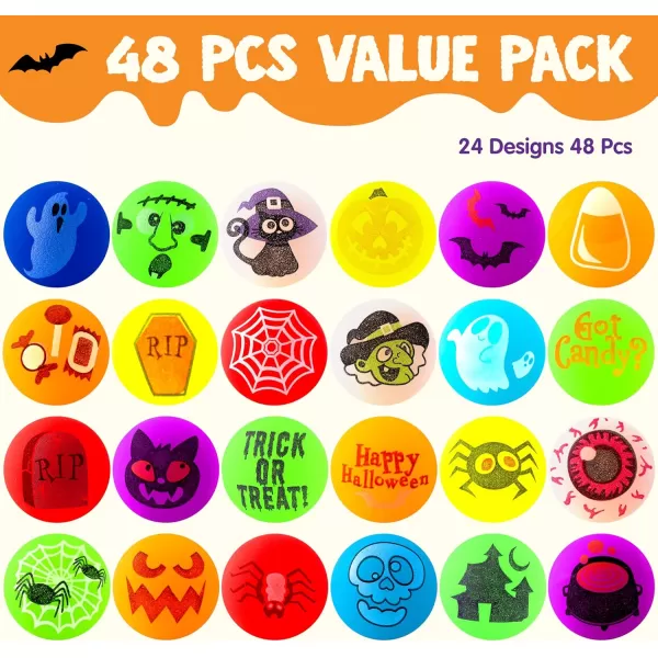 imageJOYIN 24 PCS Glow Halloween Bouncing Balls Glowing Bouncy Ball Halloween toys for Kids Gift Halloween Party Favors Bounce Ball Goodie Bag Fillers Trick or Treats Classroom Exchange Prizes