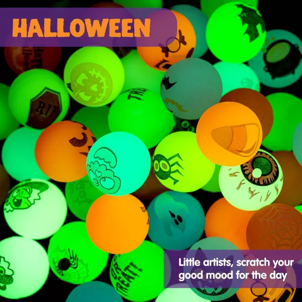 imageJOYIN 24 PCS Glow Halloween Bouncing Balls Glowing Bouncy Ball Halloween toys for Kids Gift Halloween Party Favors Bounce Ball Goodie Bag Fillers Trick or Treats Classroom Exchange Prizes