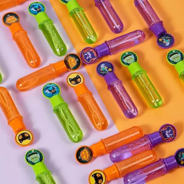 imageJOYIN 24 PCS Halloween Bubble Wands 6 Character Styles Bubble Bottles for Kids Girls Boys Gift Toys Novelty Bubble Blower Party Favor Supplies Outdoor Indoor Activity Use