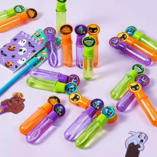 imageJOYIN 24 PCS Halloween Bubble Wands 6 Character Styles Bubble Bottles for Kids Girls Boys Gift Toys Novelty Bubble Blower Party Favor Supplies Outdoor Indoor Activity Use