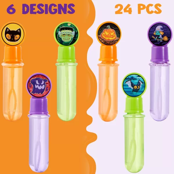 imageJOYIN 24 PCS Halloween Bubble Wands 6 Character Styles Bubble Bottles for Kids Girls Boys Gift Toys Novelty Bubble Blower Party Favor Supplies Outdoor Indoor Activity Use
