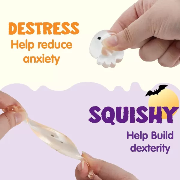 imageJOYIN 24 PCS Halloween Mochi Squishy Toys Soft Squishy Toy Cute Squeezes Stress Relief Toys Halloween Party Favors for Kids Trick or Treat Classroom Exchange Game Prizes
