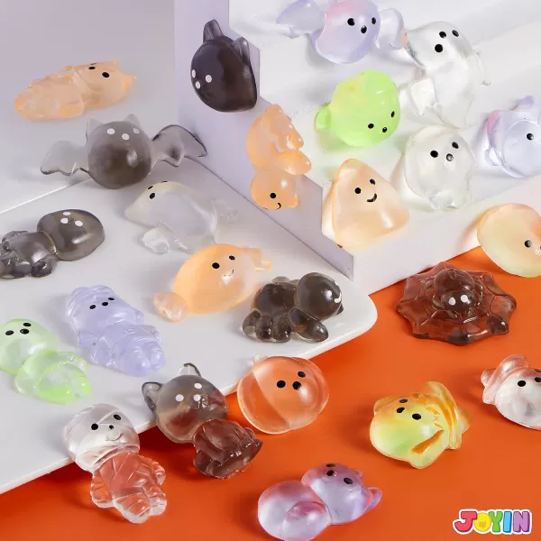 imageJOYIN 24 PCS Halloween Mochi Squishy Toys Soft Squishy Toy Cute Squeezes Stress Relief Toys Halloween Party Favors for Kids Trick or Treat Classroom Exchange Game Prizes