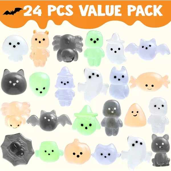 imageJOYIN 24 PCS Halloween Mochi Squishy Toys Soft Squishy Toy Cute Squeezes Stress Relief Toys Halloween Party Favors for Kids Trick or Treat Classroom Exchange Game Prizes