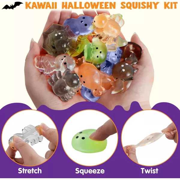 imageJOYIN 24 PCS Halloween Mochi Squishy Toys Soft Squishy Toy Cute Squeezes Stress Relief Toys Halloween Party Favors for Kids Trick or Treat Classroom Exchange Game Prizes