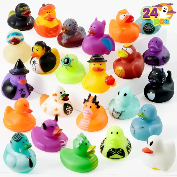 imageJOYIN 24 PCS Halloween Rubber Ducks Halloween Ducks Toys for Trick or Treating Goodie Bag Fillers Bathtub Toys Duckies for Halloween Party Favors Decorations School Classroom Game Prizes