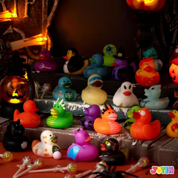 imageJOYIN 24 PCS Halloween Rubber Ducks Halloween Ducks Toys for Trick or Treating Goodie Bag Fillers Bathtub Toys Duckies for Halloween Party Favors Decorations School Classroom Game Prizes