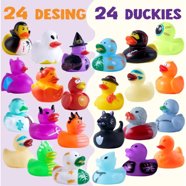 imageJOYIN 24 PCS Halloween Rubber Ducks Halloween Ducks Toys for Trick or Treating Goodie Bag Fillers Bathtub Toys Duckies for Halloween Party Favors Decorations School Classroom Game Prizes