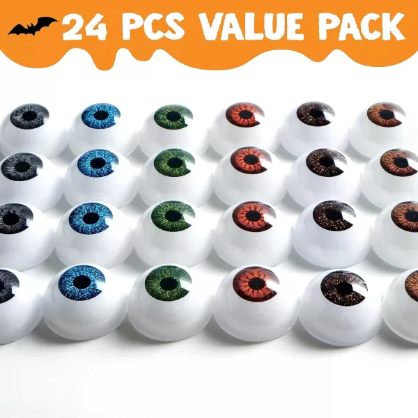 imageJOYIN 24 PCS Halloween Scary Realistic Eyes 12 Pair Hollow Plastic Eyeballs for Halloween Trick or Treat Party Craft Decoration Horror Prop Decoration
