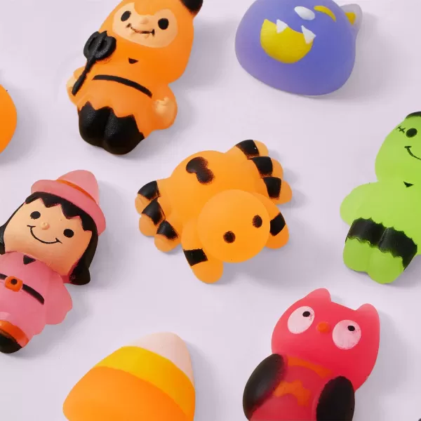 imageJOYIN 24 PCS Halloween Squishy Toy Mochi Toy Glow in The Dark Design Stress Relief Mochi for Halloween Party Favor Decoration Halloween Goody Bags Filler Kids Birthday Gifts