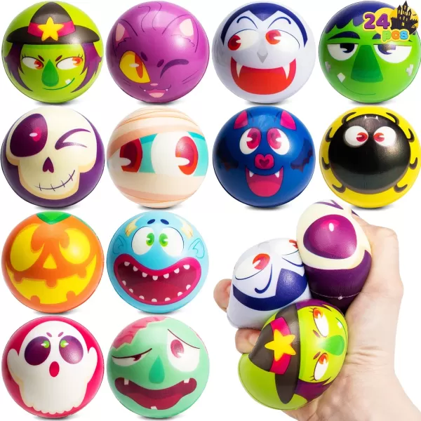 imageJOYIN 24 PCS Halloween Stress Balls Halloween Novelty Toys Balls for Halloween Squishy Toys Slow Release Halloween Party Favors Decoration Supplies Party Bag FillersCute