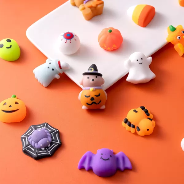 imageJOYIN 28 Pcs Halloween Mochi Squishy Toys Halloween Toys for Halloween Party Favors Halloween Sensory Stress Relief Toys Bulk Trick or Treats Classroom Prizes Gifts Goodie Bag Fillers