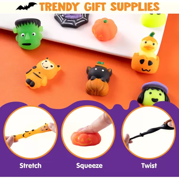 imageJOYIN 28 Pcs Halloween Mochi Squishy Toys Halloween Toys for Halloween Party Favors Halloween Sensory Stress Relief Toys Bulk Trick or Treats Classroom Prizes Gifts Goodie Bag Fillers