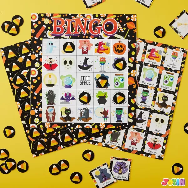 imageJOYIN 28 Players Halloween Bingo Cards Set Halloween Bingo Game for School Classroom Family Group Activities Halloween Party Supplies Adults Kids Indoor Board Games