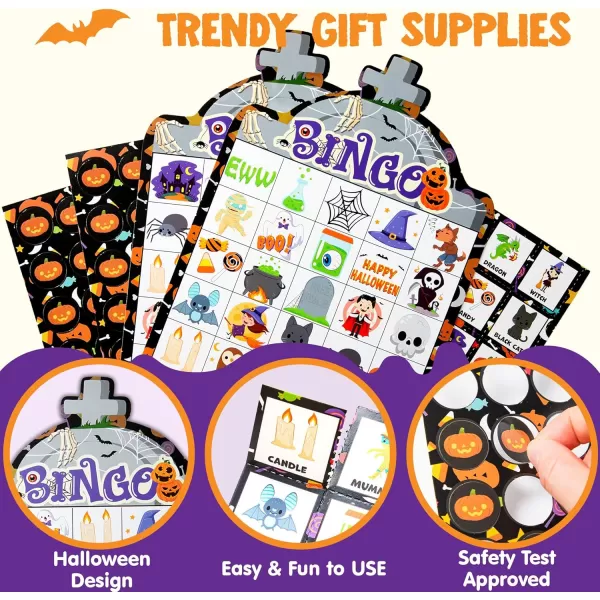 imageJOYIN 28 Players Halloween Bingo Game Cards for Kids Halloween Bingo Cards for Classroom School Family Group Activities Halloween Party Adults Kids Indoor Card Games