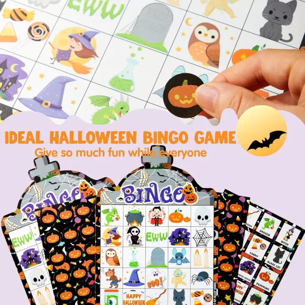imageJOYIN 28 Players Halloween Bingo Game Cards for Kids Halloween Bingo Cards for Classroom School Family Group Activities Halloween Party Adults Kids Indoor Card Games