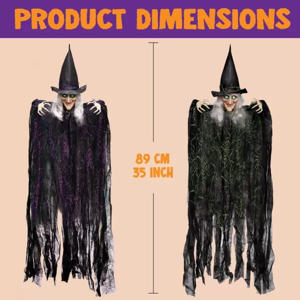 imageJOYIN 3 Pcs 35quot Flying Witch Halloween Decorations Outdoor Indoor Halloween Witch Decor Hanging Witch Haunted House Flying Witch Halloween Decor on Broom Lawn Garden Yard Life Size