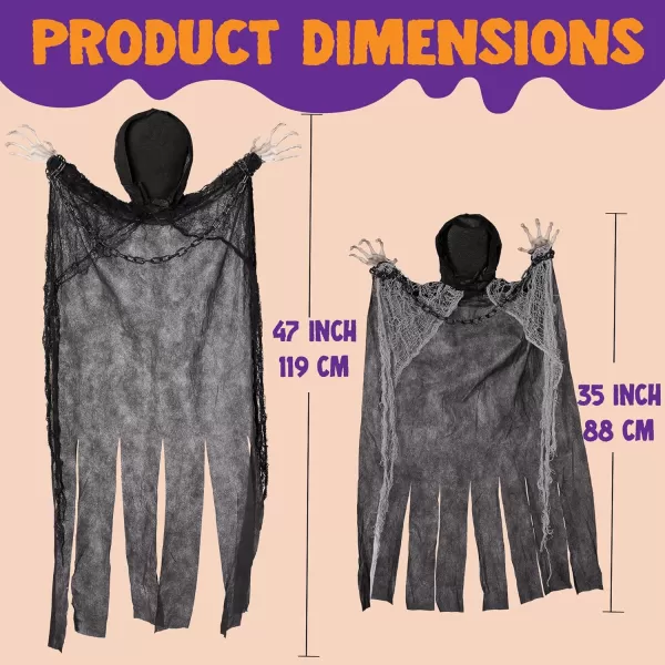 imageJOYIN 3 Pcs Halloween Hanging Grim Reapers Decorations Outdoor One 47quot Two 35quot Faceless Hanging Ghost Decor for Halloween Graveyard Yard Haunted House Prop Halloween Party Supplies Decor