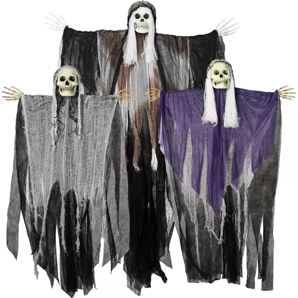 imageJOYIN 3 Pcs Halloween Hanging Grim Reapers Purple and Grary 47 Gray Gradient 63 Halloween Skeleton Flying Ghost for Halloween Outdoor Decoration Haunted Haunted House PropParty Decor