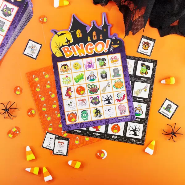 imageJOYIN 32 Players Halloween Bingo Game Kids Bingo Cards Set for Large Group School Classroom Family Activities Halloween Party Games Halloween Party Supplies Card Game