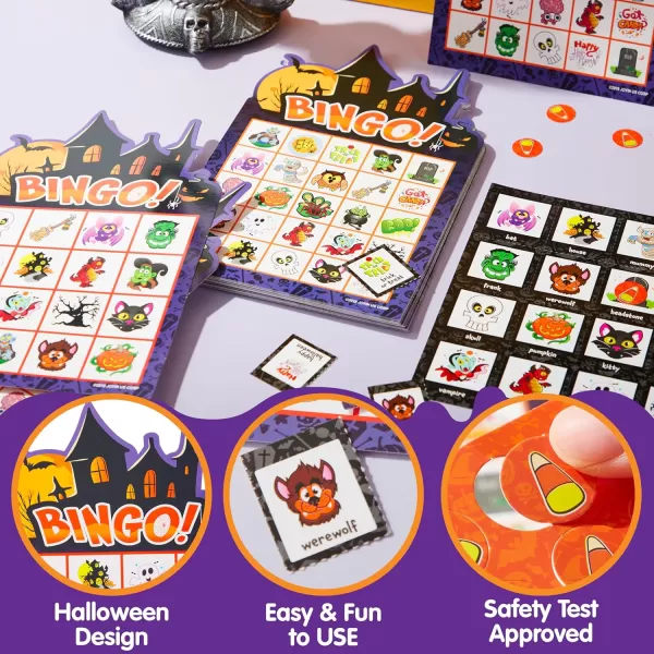 imageJOYIN 32 Players Halloween Bingo Game Kids Bingo Cards Set for Large Group School Classroom Family Activities Halloween Party Games Halloween Party Supplies Card Game