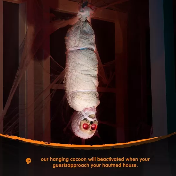 imageJOYIN 35quot Halloween Animated Hanging Corpse with LED Light Up Eyes ampamp Sound Effect for Indoor and Outdoor Decorations
