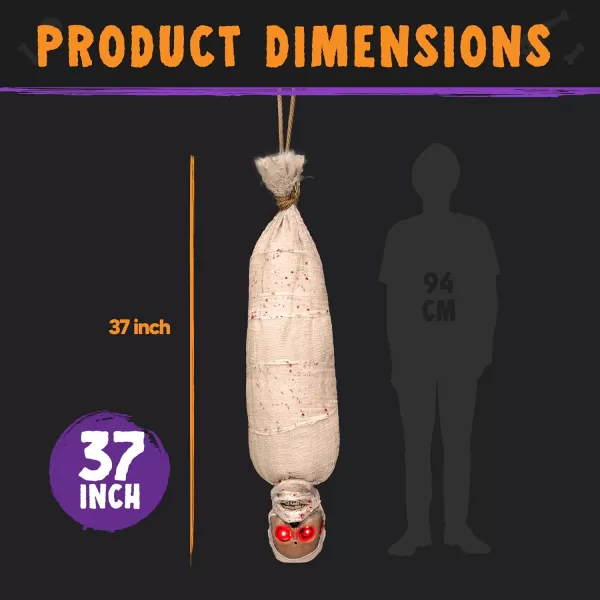 imageJOYIN 35quot Halloween Animated Hanging Corpse with LED Light Up Eyes ampamp Sound Effect for Indoor and Outdoor Decorations