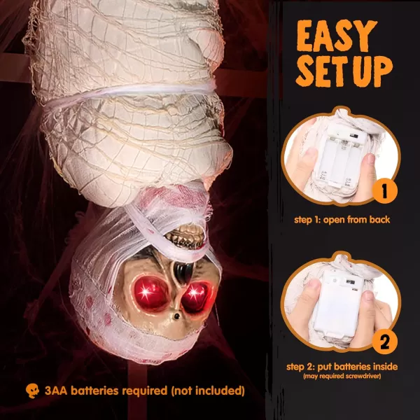 imageJOYIN 35quot Halloween Animated Hanging Corpse with LED Light Up Eyes ampamp Sound Effect for Indoor and Outdoor Decorations