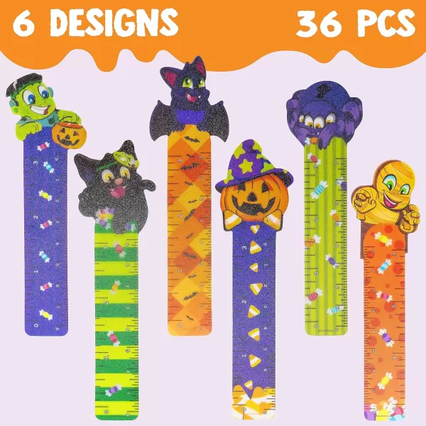 imageJOYIN 36 PCS Halloween Bookmark Rulers 6 Designs Halloween Themed Prints Page Markers for Students Teachers Reading Trick or Treat Classroom Reward Gifts Halloween Party Favors Goodies Book Marker
