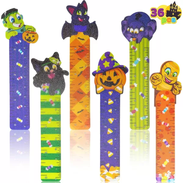 imageJOYIN 36 PCS Halloween Bookmark Rulers 6 Designs Halloween Themed Prints Page Markers for Students Teachers Reading Trick or Treat Classroom Reward Gifts Halloween Party Favors Goodies Book Marker