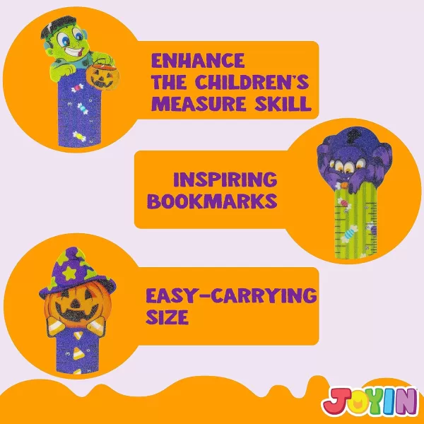 imageJOYIN 36 PCS Halloween Bookmark Rulers 6 Designs Halloween Themed Prints Page Markers for Students Teachers Reading Trick or Treat Classroom Reward Gifts Halloween Party Favors Goodies Book Marker