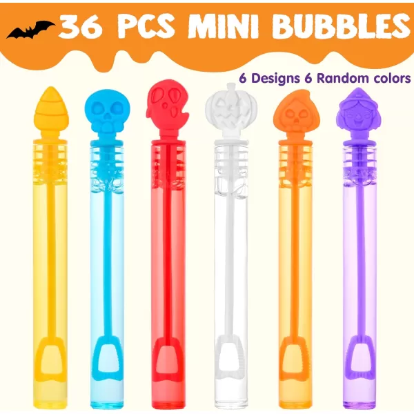 imageJOYIN 36 PCS Halloween Bubble Wands Mini Bubbles Party Favors for Kids Children Bubble Toys Bulk Halloween Party Favors Goodie Bags Stuffers Outdoor Indoor Activity Use Carnival Prizes