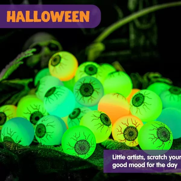 imageJOYIN 36 PCS Halloween Glow Eyeball Bouncy Ball Glow in The Dark Bouncing Balls for Halloween Party Favors Glowing Bounce Ball for Party Decorations School Classroom Game Prizes Kids Gift